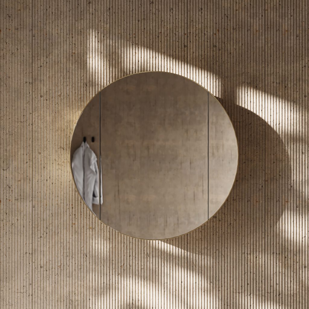 Zenith Brushed Gold Round LED Mirror Cabinet 600mm