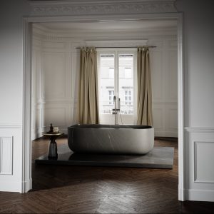 Designo Pietra Grey Marble Freestanding Stone Bath 1780mm