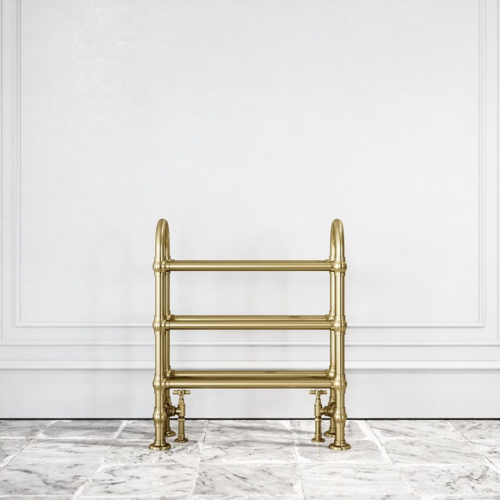 Montpelier Floor Mounted Traditional Towel Warmer Radiator Brushed Gold